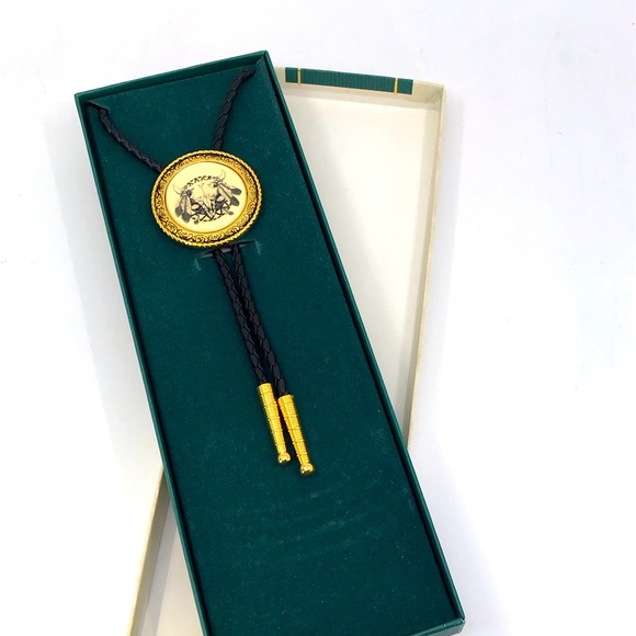Vintage Barlow Buffalo Skull Bolo Tie – NIB – Western Cowboy Rockabilly - Picture 12 of 17